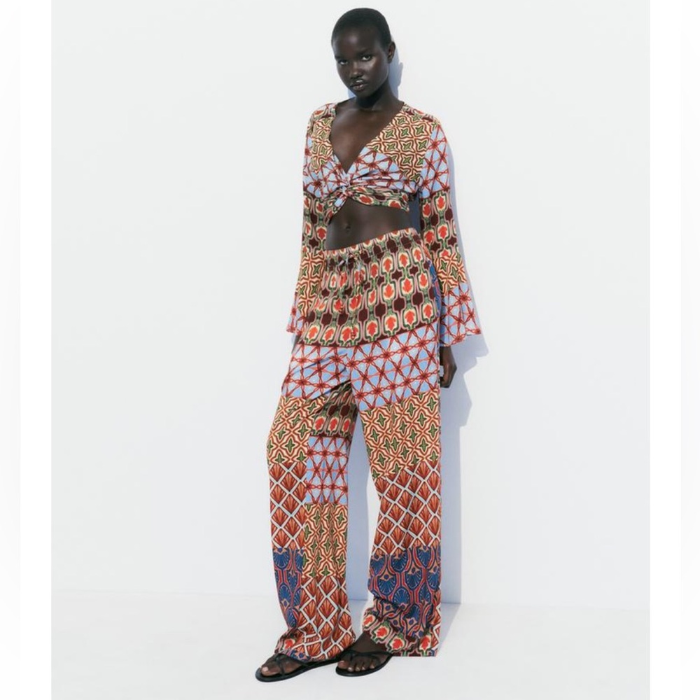 Zara 2pc Co Ord Printed Set Sole Medium NWOT - Picture 7 of 11